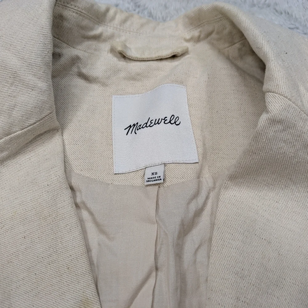 Madewell Jacket Women's XS Beige Natural Twill Cotton Linen Belted Blazer